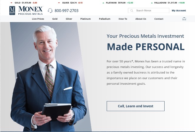Monex Precious Metals Review website